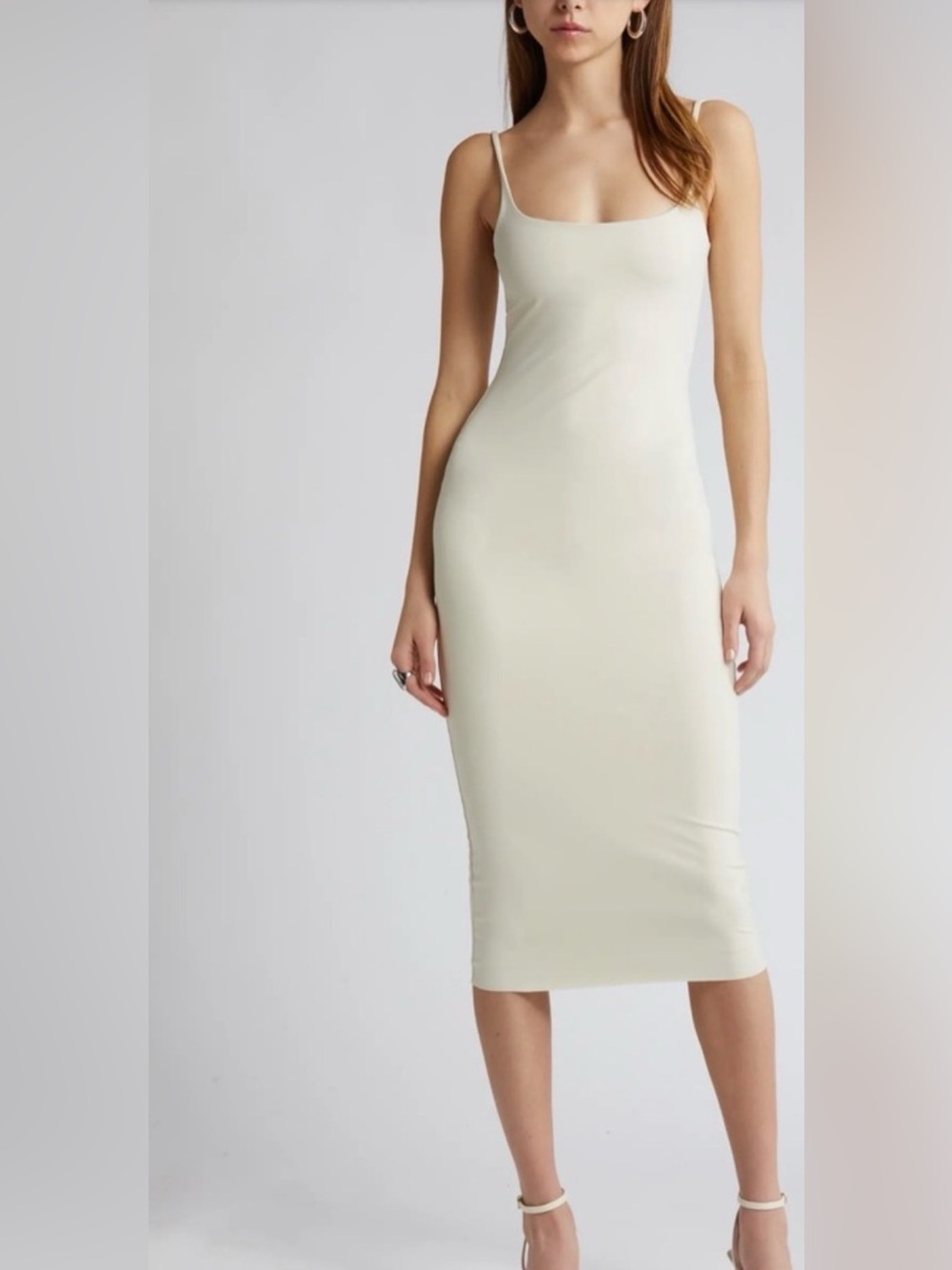 Open Edit Cream Midi Dress